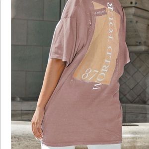 Taupe Slogan Washed T-Shirt- Size L